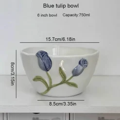 Tom Küche & Esszimmer-Handgefertigte Keramiktasse mit 3D-Prägung in Tulpenform – Tasse mit elegantem Blumendesign