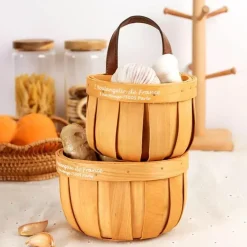 The Culinary Kit Küche & Esszimmer-Handgefertigter Holzkorb - Kunsthandwerkerdekor im französischen Marktstil