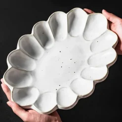 Elegance at the Table Küche & Esszimmer-Handgefertigter Retro-Blumen-Keramik-Essteller - Geschirr im Western-Stil