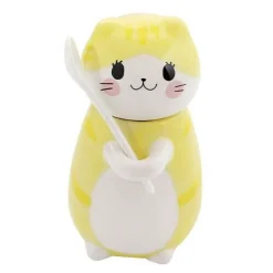 The Cozy Mug Küche & Esszimmer-Handgemachte Katzen-Kaffeetasse mit Löffel - Süße Keramiktasse