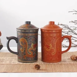 Feast u0026 Flair Küche & Esszimmer-Handgemachte Yixing Teetasse mit Deckelsieb - Drachen Lila Ton Teetasse