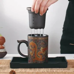 Feast u0026 Flair Küche & Esszimmer-Handgemachte Yixing Teetasse mit Deckelsieb - Drachen Lila Ton Teetasse