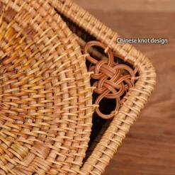 Feast u0026 Flair Küche & Esszimmer-Handgewebte Aufbewahrungsbox aus Rattan mit Deckel – Dekorativer Küchen-Organizer