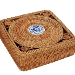 Feast u0026 Flair Küche & Esszimmer-Handgewebte Aufbewahrungsbox aus Rattan mit Deckel – Dekorativer Küchen-Organizer