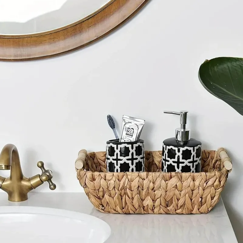 Aqua Essence Badezimmer-Handwoven Elma Basket - Bohemian Home Decor Storage