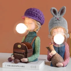 Bright Accents Beleuchtung-Hasenohr-Schreibtischlampe – Niedliche Blasenleuchte