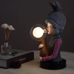 Bright Accents Beleuchtung-Hasenohr-Schreibtischlampe – Niedliche Blasenleuchte