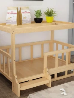 Cozy Living Haustierzubehör|Haustierbetten-Haustierbett aus Holz – Abnehmbares Tischbett für pelzige Freunde