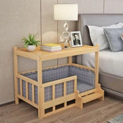 Cozy Living Haustierzubehör|Haustierbetten-Haustierbett aus Holz – Abnehmbares Tischbett für pelzige Freunde