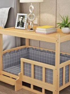 Cozy Living Haustierzubehör|Haustierbetten-Haustierbett aus Holz – Abnehmbares Tischbett für pelzige Freunde