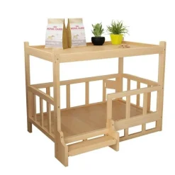 Cozy Living Haustierzubehör|Haustierbetten-Haustierbett aus Holz – Abnehmbares Tischbett für pelzige Freunde