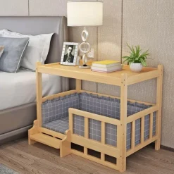 Cozy Living Haustierzubehör|Haustierbetten-Haustierbett aus Holz – Abnehmbares Tischbett für pelzige Freunde