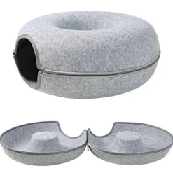 Decor Haustierzubehör|Haustierbetten-Haustierhöhlenbett aus natürlichem Filz – gemütliches Donut-Katzen- und Hundebett