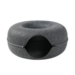 Decor Haustierzubehör|Haustierbetten-Haustierhöhlenbett aus natürlichem Filz – gemütliches Donut-Katzen- und Hundebett