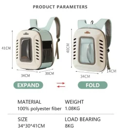 Furendo Haustierzubehör|Reinigungswerkzeuge Für Haustiere-Haustier-Tragerucksack – bequeme, atmungsaktive Reisetasche für Haustiere