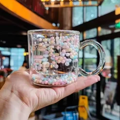 Plates u0026 More Küche & Esszimmer-Herzförmiger doppelwandiger Glasbecher – 190 ml, mehrfarbiger Becher