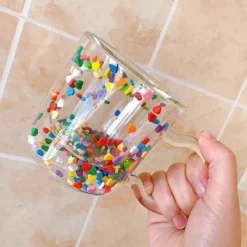 Tom Küche & Esszimmer-Herzförmiger Treibsandglasbecher - Doppelschichtiges Trinkgeschirr