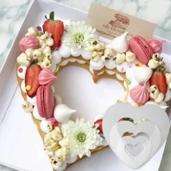 Tom Küche & Esszimmer-Herz-Kuchenform-Set – Backwerkzeuge aus PET-Kunststoff 68101214 Zoll