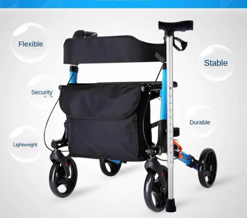 The Relaxation Nook Mobilitäts- Und Support-Tools|Gesundheits-Gadgets-Höhenverstellbarer, faltbarer Gehwagen – Tragbare Mobilitätshilfe für Senioren