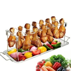 Adventure Basecamp Camping Im Freien|Outdoor-Artikel-Hähnchenflügelhalter aus Edelstahl – Grillzubehör