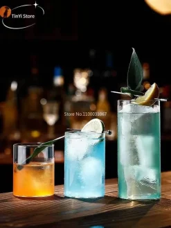 Plates u0026 More Küche & Esszimmer-Highball-Becher-Set aus klarem Glas für Cocktails und Getränke