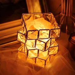 Bright Accents Beleuchtung-Himalaya-Salzlampe – quadratische Kristallsalzlampe