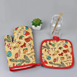 The Culinary Kit Küche & Esszimmer-Hitzebeständige Ofenhandschuhe für Weihnachten – Backhandschuhe für die Feiertage