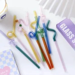 Plates u0026 More Küche & Esszimmer-Hitzebeständige, wiederverwendbare Glasstrohhalme – langer Stiel für Milchtee und Getränke