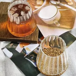 Plates u0026 More Küche & Esszimmer-Hitzebeständiger gestreifter Glasbecher – Kreatives transparentes Trinkgeschirr