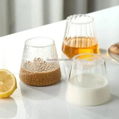 Plates u0026 More Küche & Esszimmer-Hitzebeständiger gestreifter Glasbecher – Kreatives transparentes Trinkgeschirr