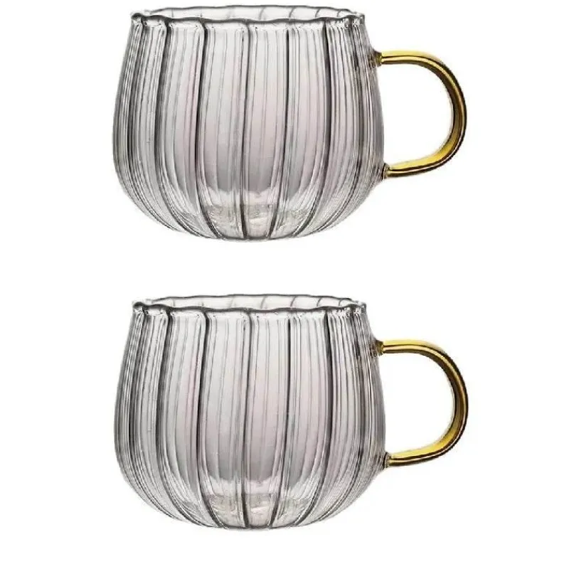 Plates u0026 More Küche & Esszimmer-Hitzebeständiger gestreifter Glasbecher mit Henkel – süße Kaffeetasse fürs Homeoffice