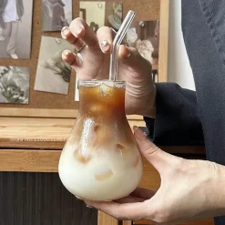 Plates u0026 More Küche & Esszimmer-Hitzebeständiger Kaffeebecher aus Glas – Iced Latte Juice Cup