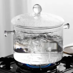 Elegance at the Table Küche & Esszimmer-Hitzebeständiger Kochtopf aus Glas – perfekt zum Kochen und Suppenkochen
