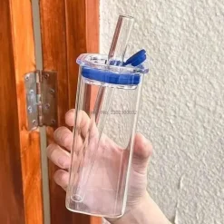 Plates u0026 More Küche & Esszimmer-Hitzebeständiger Tulpenglasbecher mit Strohhalm – Klares Trinkgeschirr für Kaffee und Tee