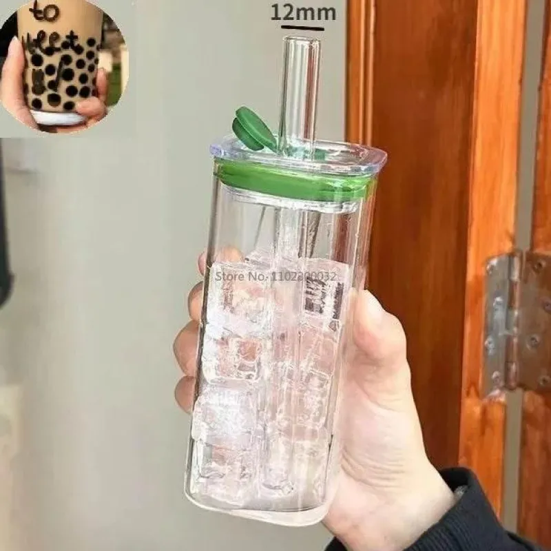 Plates u0026 More Küche & Esszimmer-Hitzebeständiger Tulpenglasbecher mit Strohhalm – Klares Trinkgeschirr für Kaffee und Tee