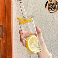 Plates u0026 More Küche & Esszimmer-Hitzebeständiger Tulpenglasbecher mit Strohhalm – Klares Trinkgeschirr für Kaffee und Tee