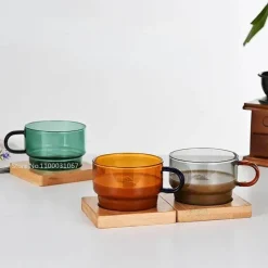 Plates u0026 More Küche & Esszimmer-Hitzebeständiges Glasbecher-Set – 200 ml Kaffee-, Tee- und Espressotassen