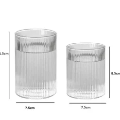 Plates u0026 More Küche & Esszimmer-Hitzebeständiges Wasserbecher-Set aus gestreiftem Glas – transparentes Trinkgeschirr für Saft und Wein