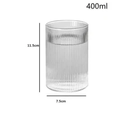 Plates u0026 More Küche & Esszimmer-Hitzebeständiges Wasserbecher-Set aus gestreiftem Glas – transparentes Trinkgeschirr für Saft und Wein