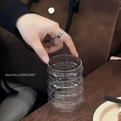 Plates u0026 More Küche & Esszimmer-Hitzebeständiges Wellenglas-Tassenset – perfekt für Tee, Kaffee, Saft und Milch