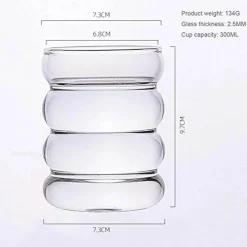 Plates u0026 More Küche & Esszimmer-Hitzebeständiges Wellenglas-Tassenset – perfekt für Tee, Kaffee, Saft und Milch