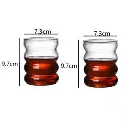 Plates u0026 More Küche & Esszimmer-Hitzebeständiges Wellenglas-Tassenset – perfekt für Tee, Kaffee, Saft und Milch