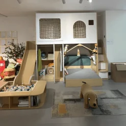 Kinder The Decor Haven Kinderzimmermöbel|Möbel-Hochbett aus Holz mit Rutsche – Kinderspielplatz-Bettset