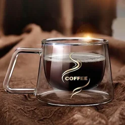 The Cozy Mug Küche & Esszimmer-Hochtemperatur-Doppelwand-Kaffeetasse - Isolierter Glasbecher