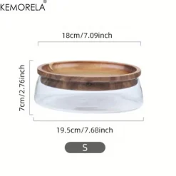Plates u0026 More Küche & Esszimmer-Holztablett-Set mit doppelschichtigen Glasbehältern – stilvolle Süßigkeitenaufbewahrung