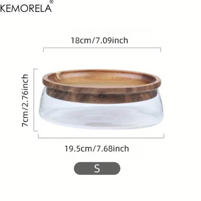 Plates u0026 More Küche & Esszimmer-Holztablett-Set mit doppelschichtigen Glasbehältern – stilvolle Süßigkeitenaufbewahrung
