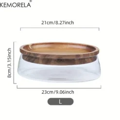 Plates u0026 More Küche & Esszimmer-Holztablett-Set mit doppelschichtigen Glasbehältern – stilvolle Süßigkeitenaufbewahrung