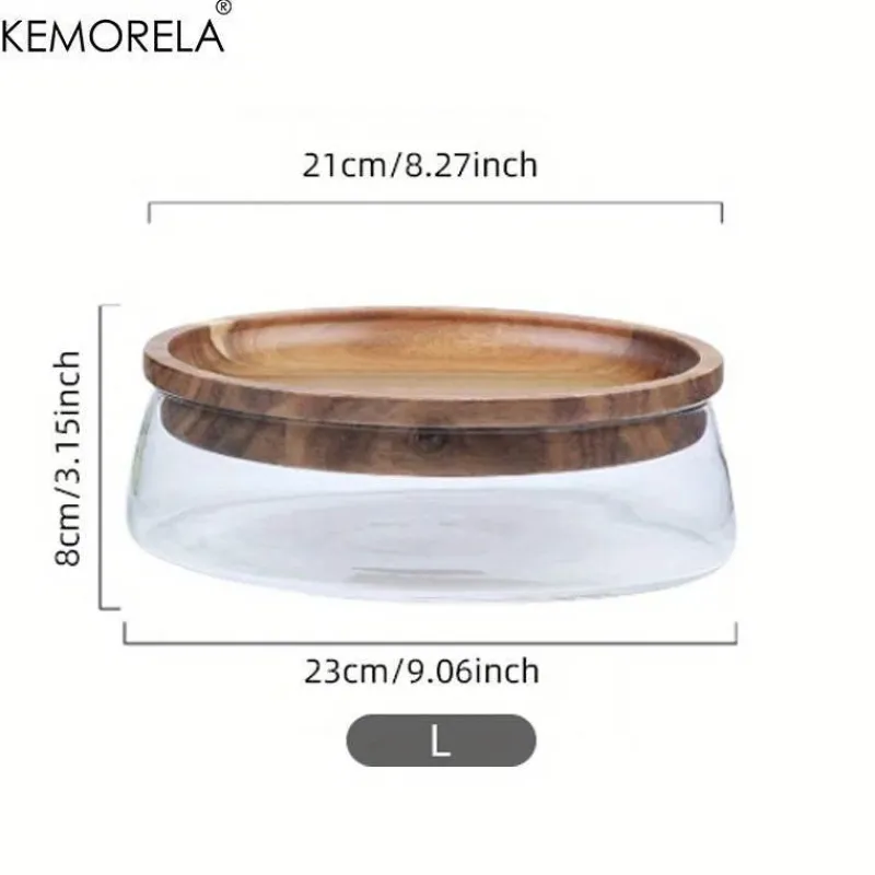Plates u0026 More Küche & Esszimmer-Holztablett-Set mit doppelschichtigen Glasbehältern – stilvolle Süßigkeitenaufbewahrung