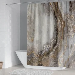 Aqua Essence Badezimmer-Ibiza Duschvorhang-Set – Schwarzes tropisches Dekor