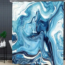 Aqua Essence Badezimmer-Ibiza Duschvorhang-Set – Schwarzes tropisches Dekor